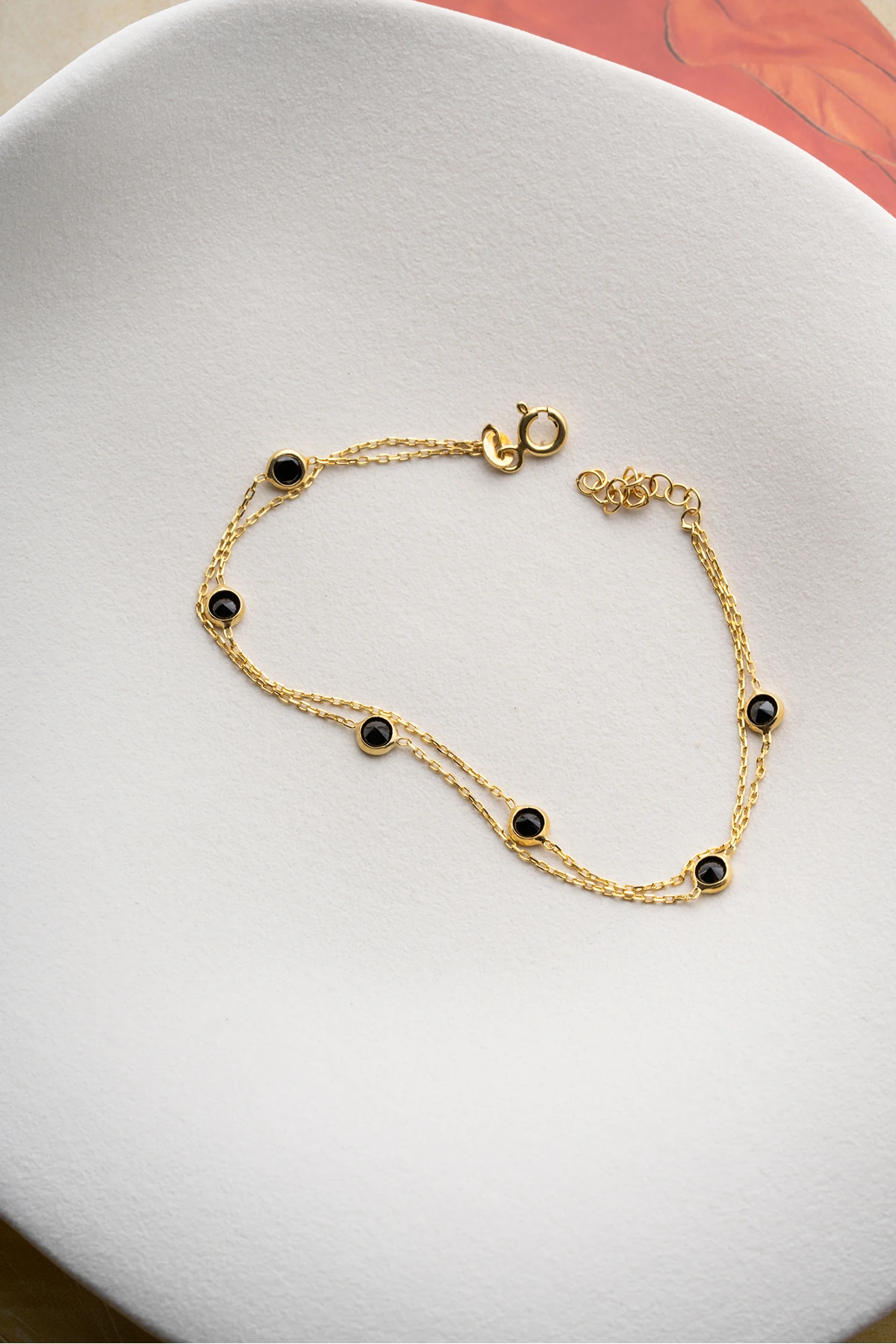 Gümüş Siyah Taşlı Bileklik