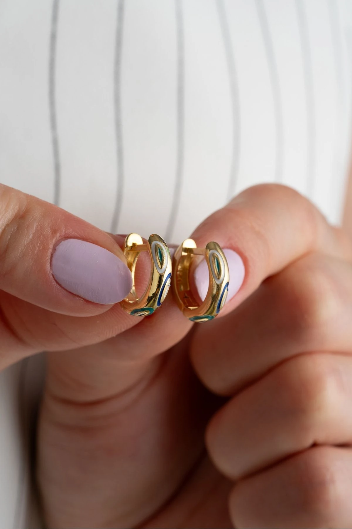 Gold Gümüş Mineli Halka Küpe