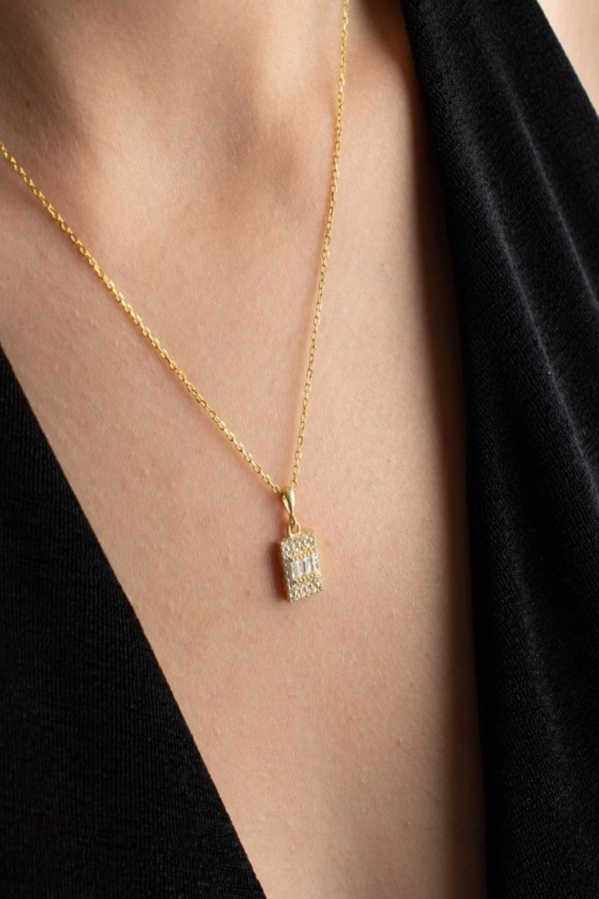 Gümüş Pırlanta Modeli Kolye-küpe Takı Seti