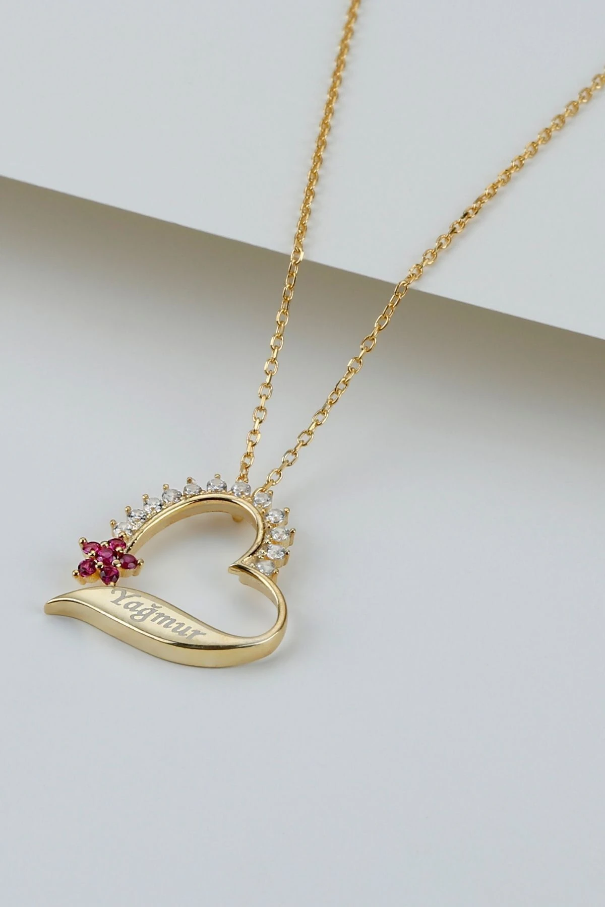 Gümüş Isimli Kalpli Kolye