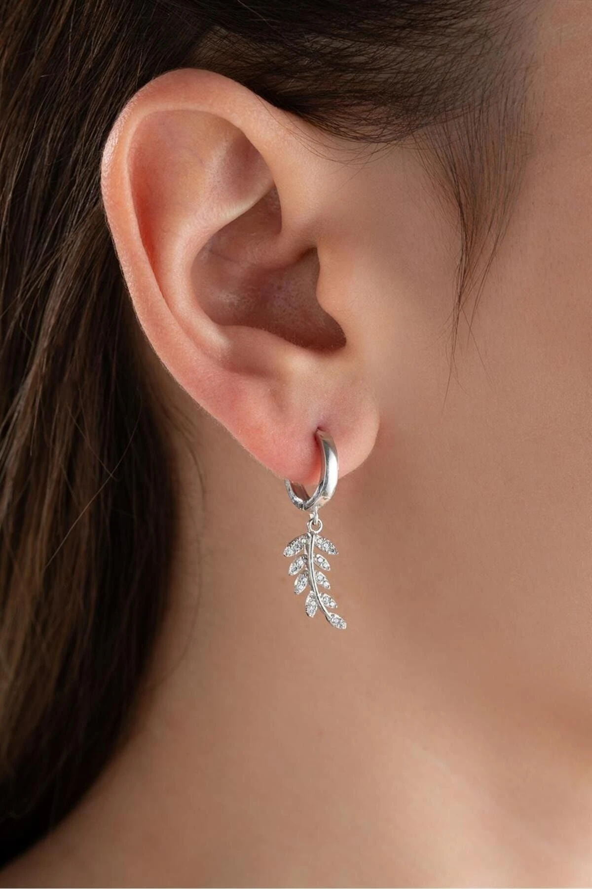 Zeytindalı Gümüş Küpe