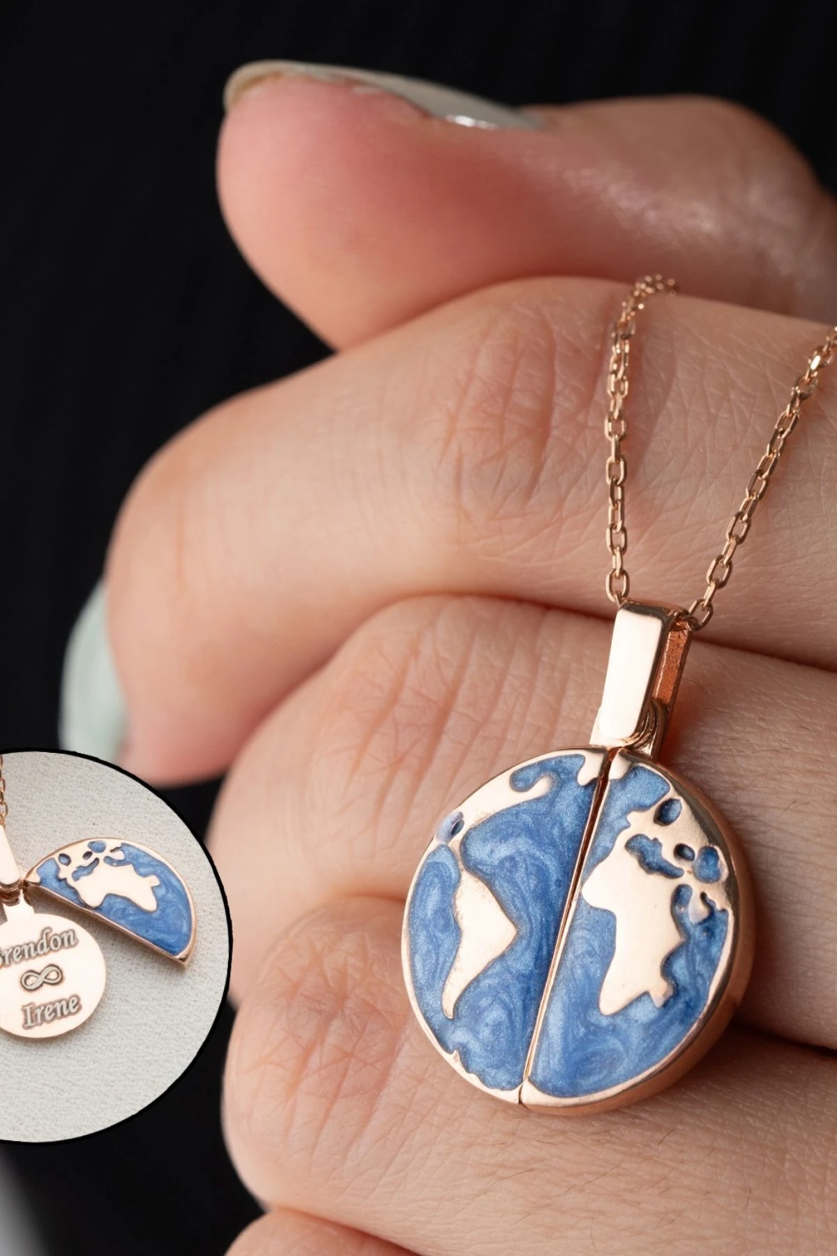 Gümüş Açılabilen İsimli Dünya Kolye