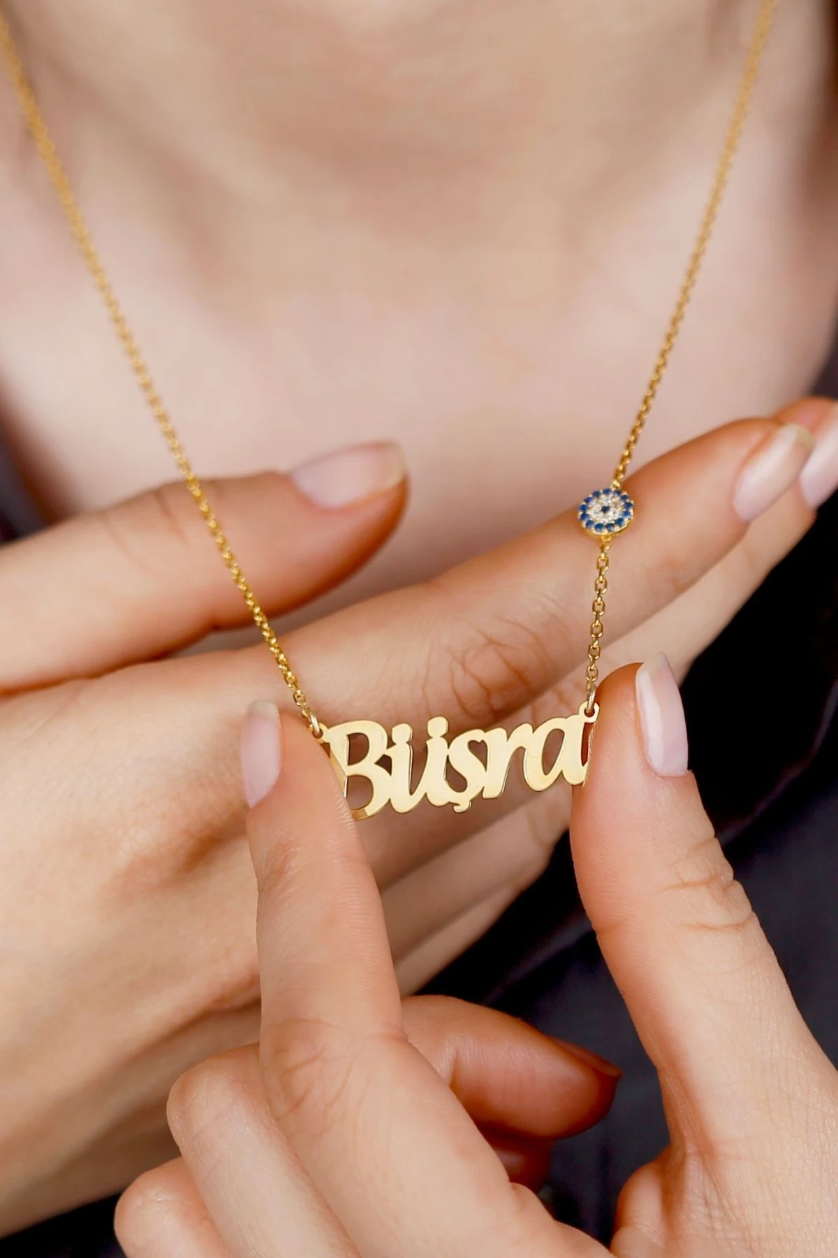 Gümüş Nazarlı Isimli Kolye