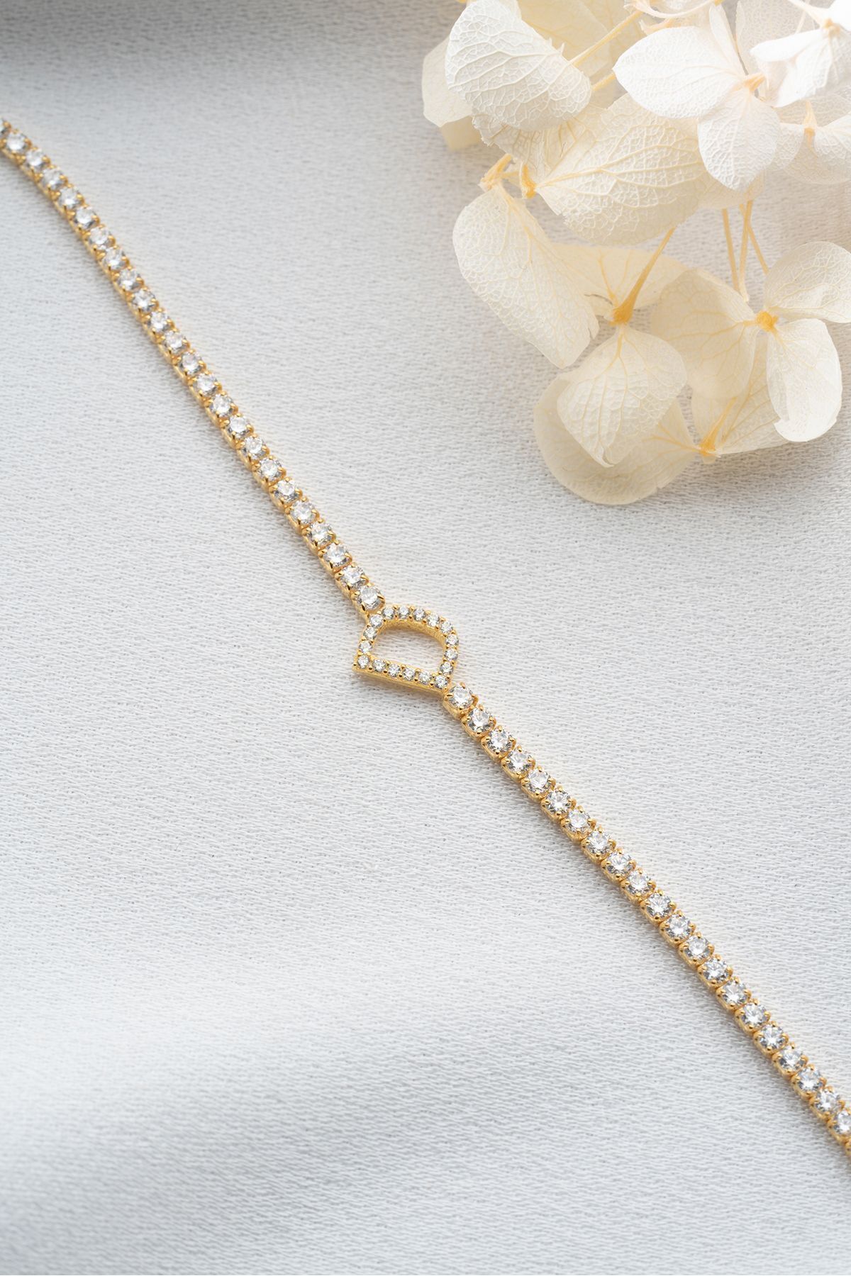 Gümüş Gold Harf Su Yolu Bileklik