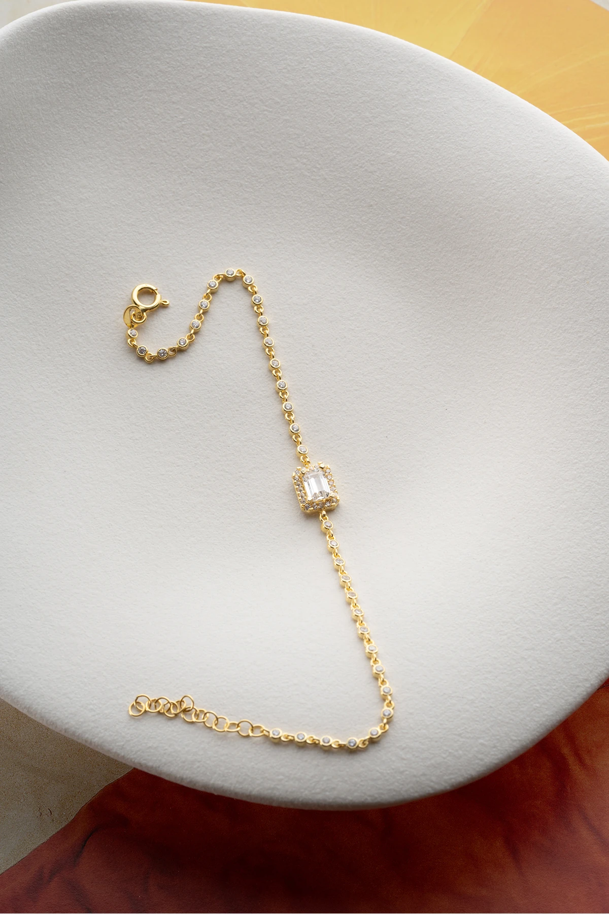 Gümüş Baget Taşlı Su Yolu Bileklik