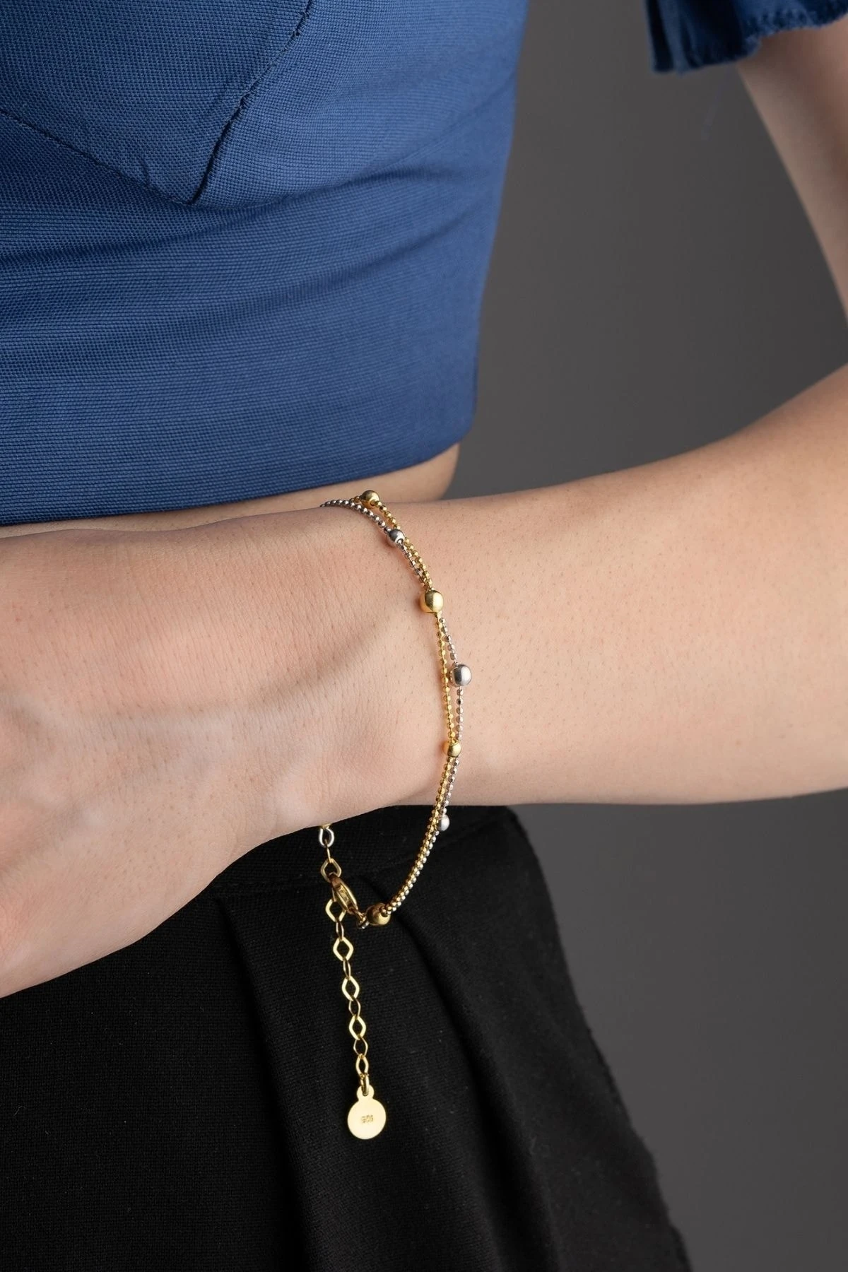 Gümüş Çift Renk Dorika Bileklik