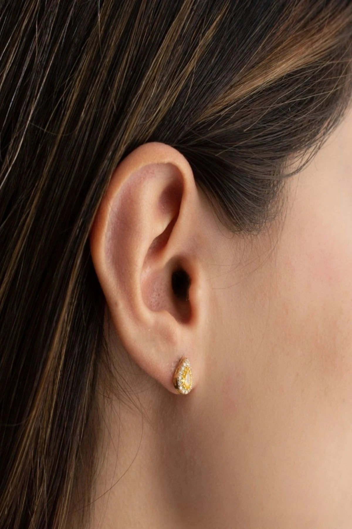 Gümüş Kasım Ayı Doğum Taşı ( Citrine ) Damla Kolye