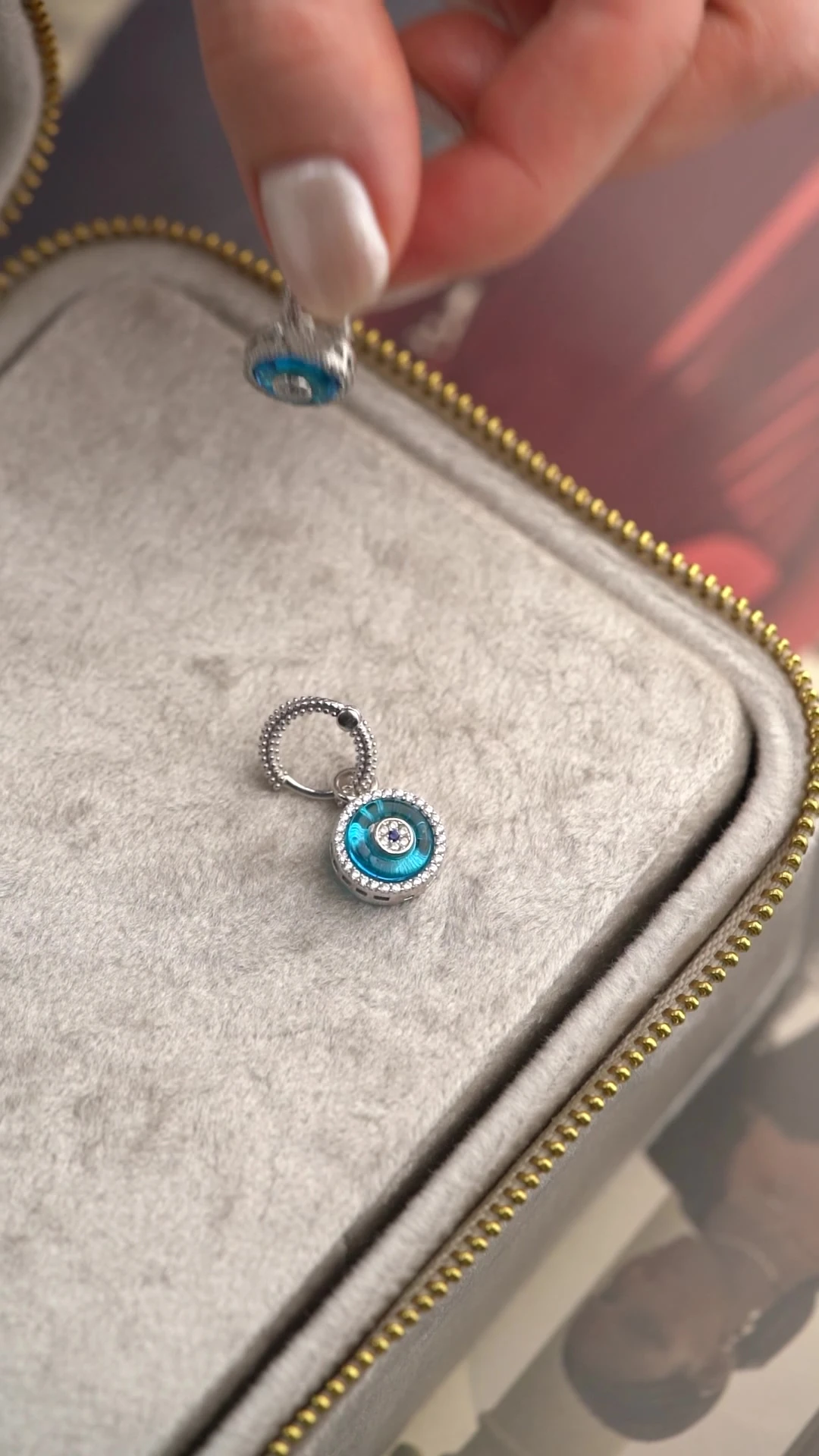 Gümüş Cam Göz Nazar Küpe