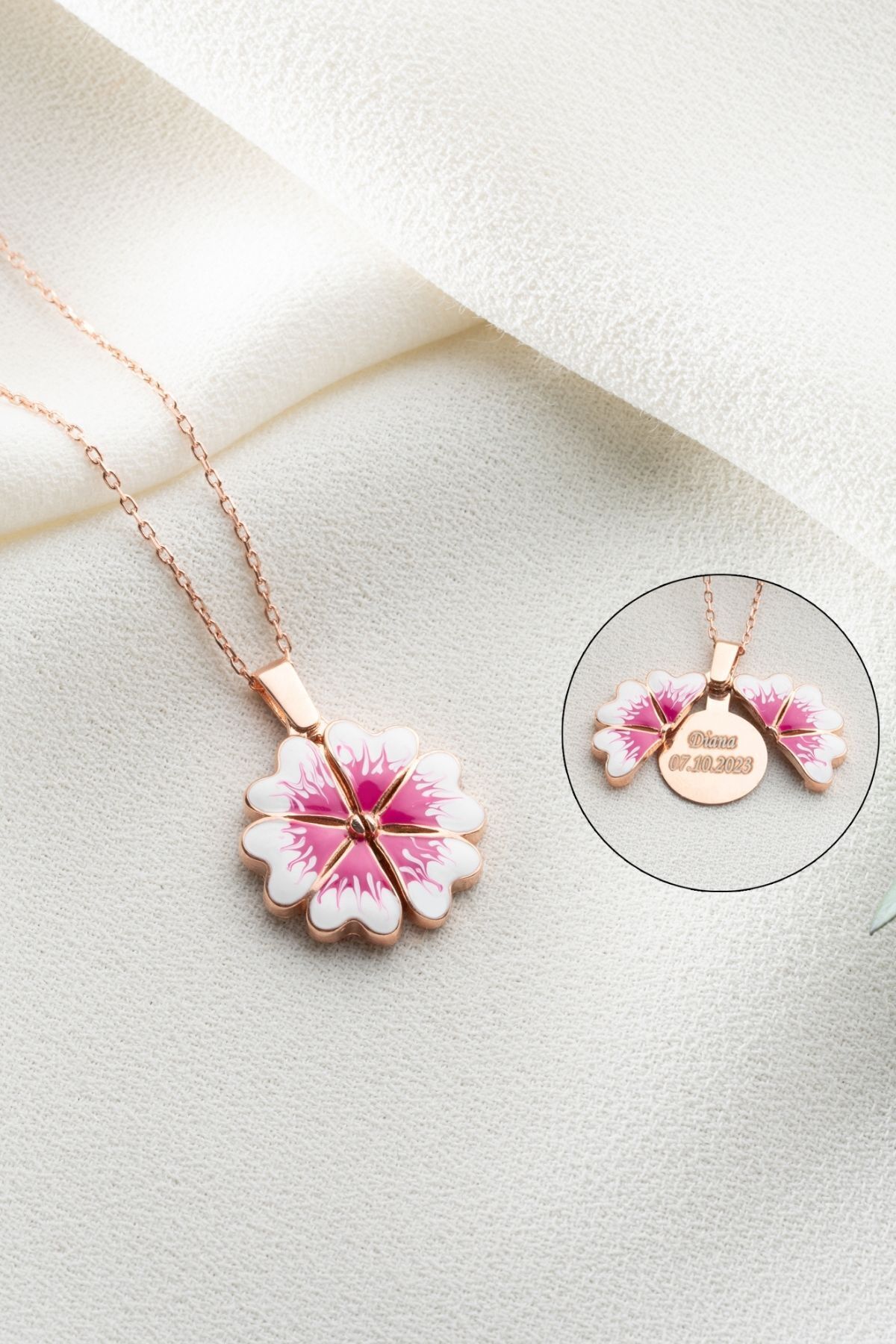 Gümüş Açılabilen İsimli Çiçek Kolye