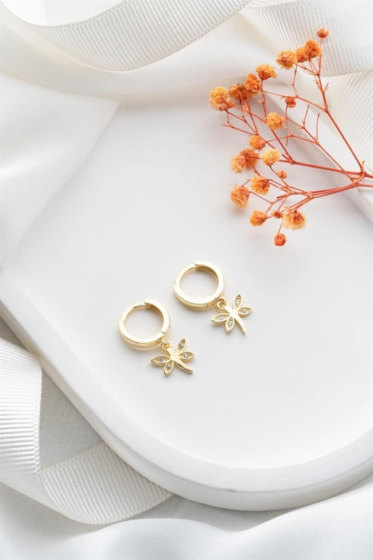 Gold Yusufçuk Gümüş Küpe