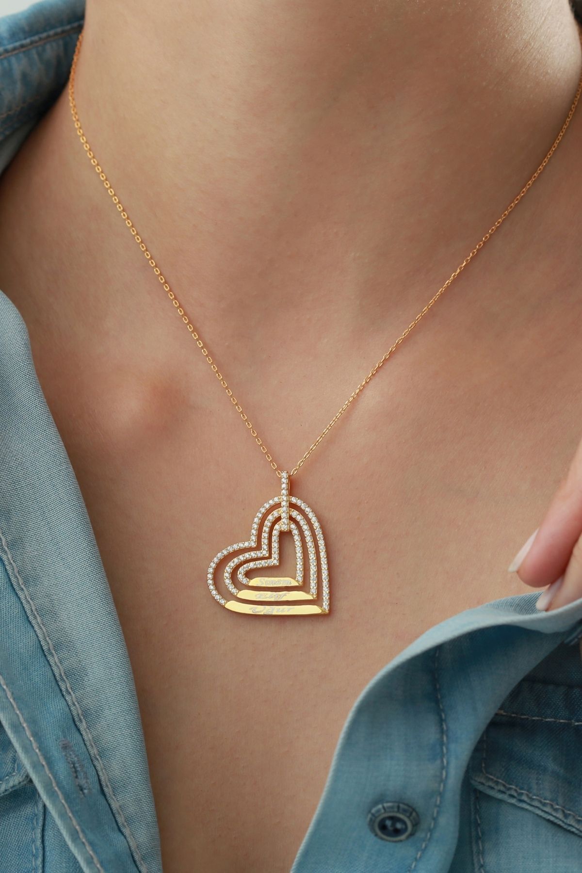 Gümüş Kalpli Kişiye Özel Isimli Kolye