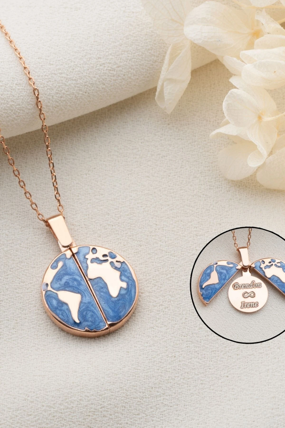 Gümüş Açılabilen İsimli Dünya Kolye