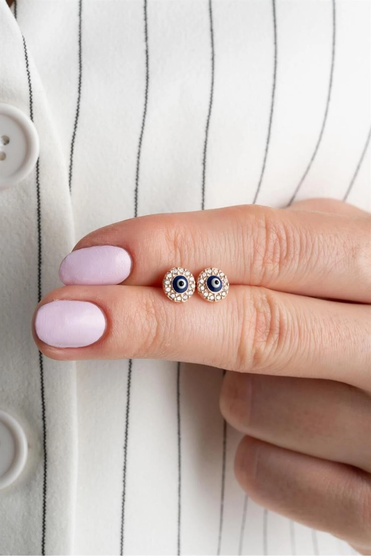 Rose Nazar Göz Gümüş Küpe