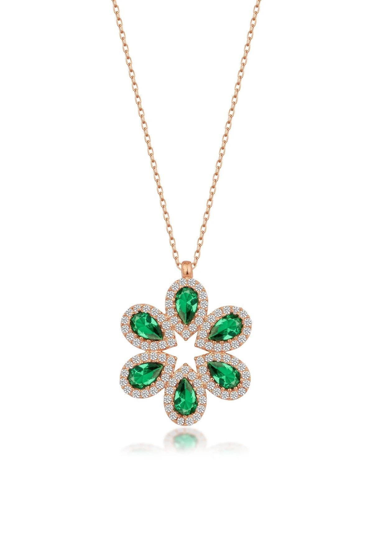 Rose Damla Zirkon Taşlı Gümüş Kolye