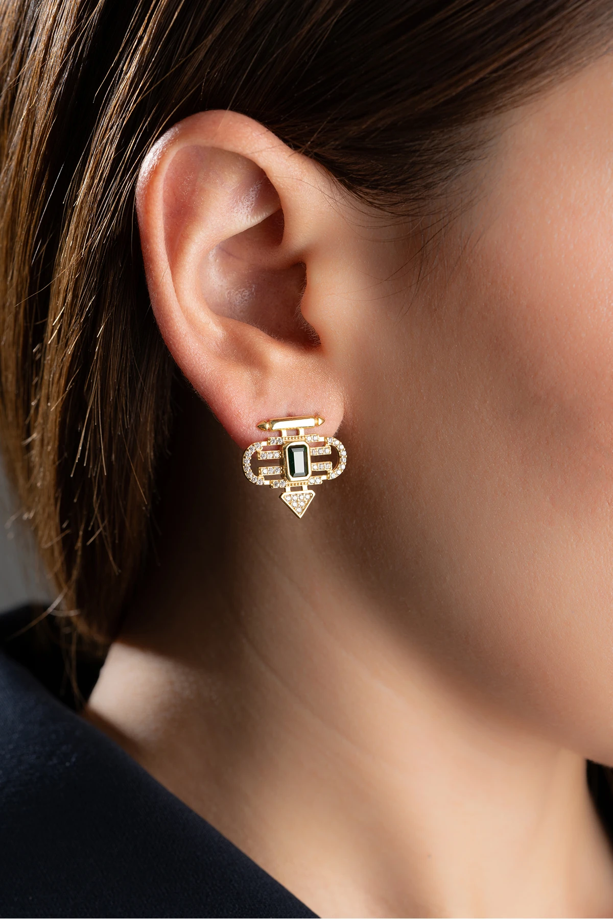 Gümüş Zümrüt Yeşil Şeyma Küpe