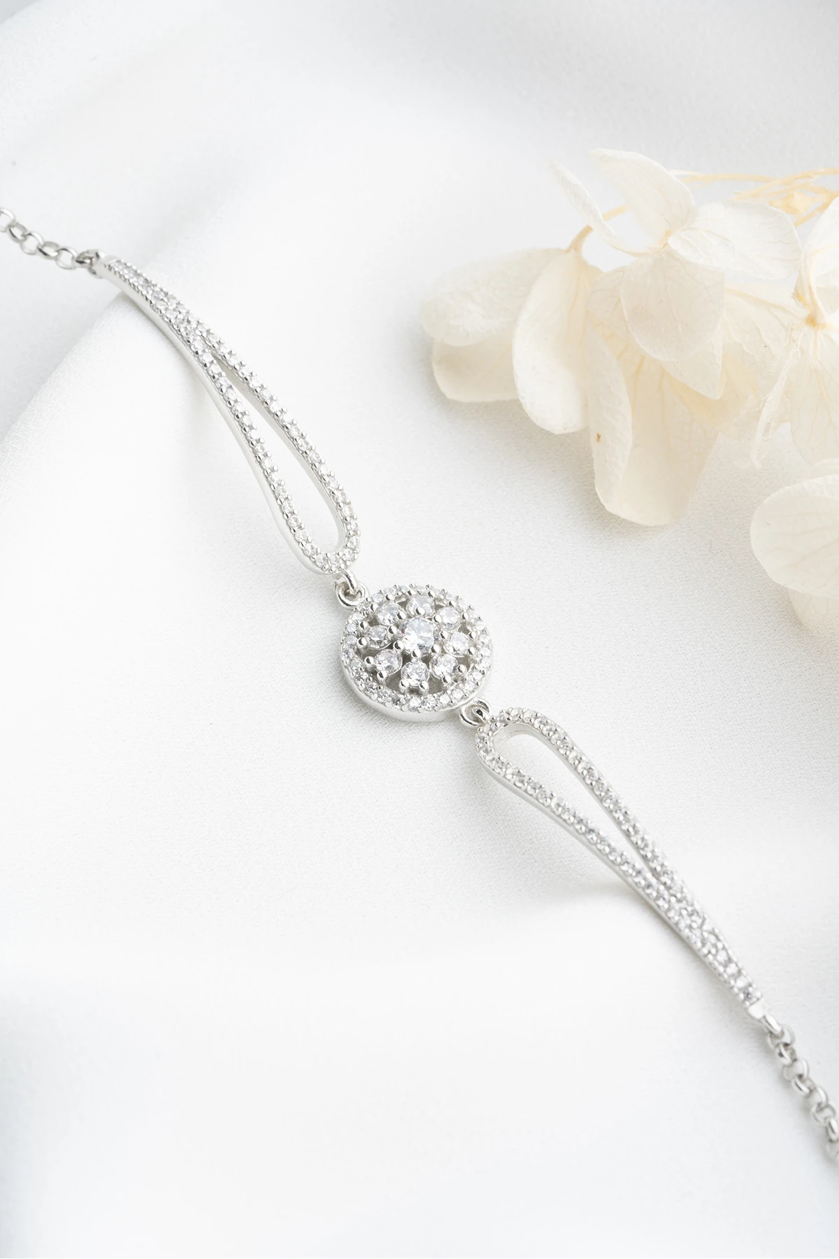 Gümüş Baget Taşlı Bileklik