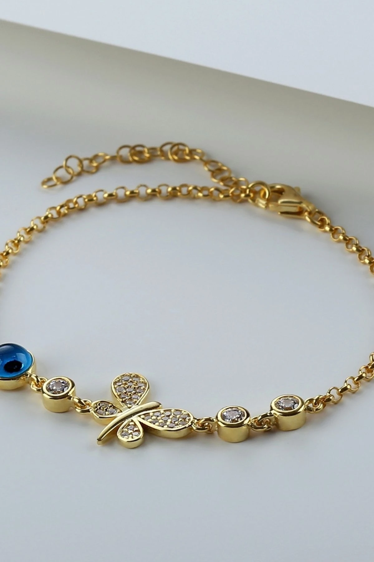 Gümüş Nazarlı Kelebek Bileklik