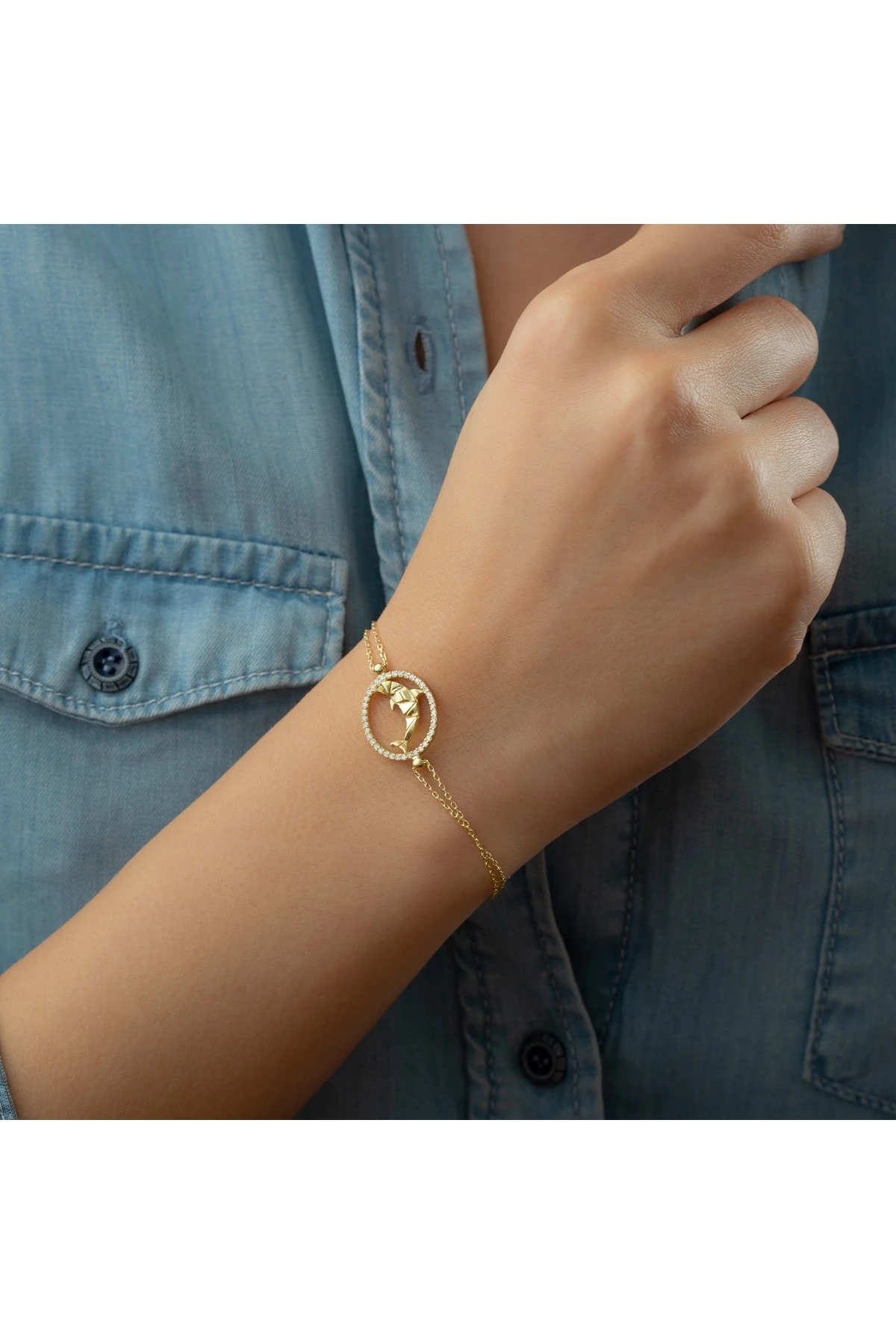 Gümüş Origami Yunus Bileklik