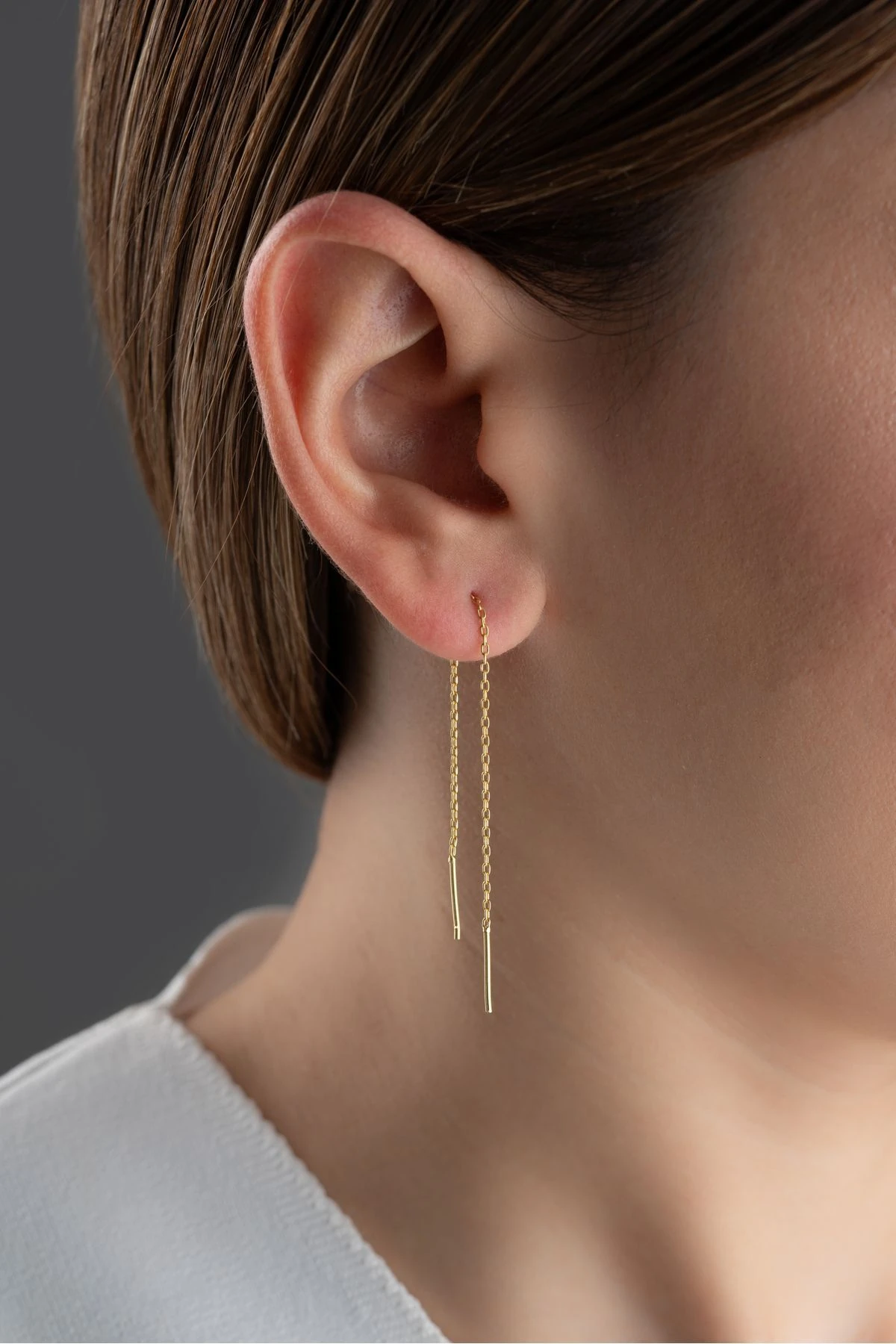 Gümüş Sallantılı Zincir Küpe