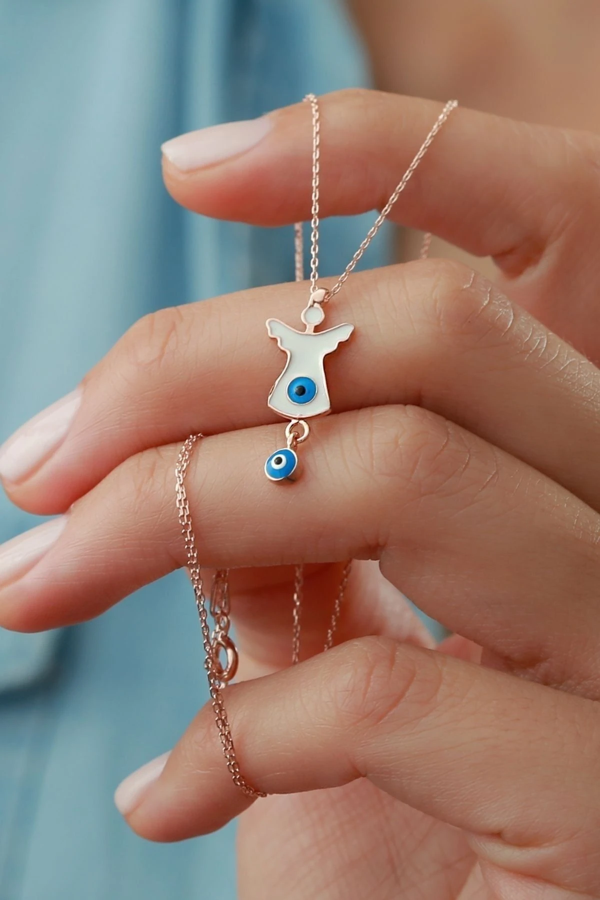 Nazar Boncuklu Melek Kolye