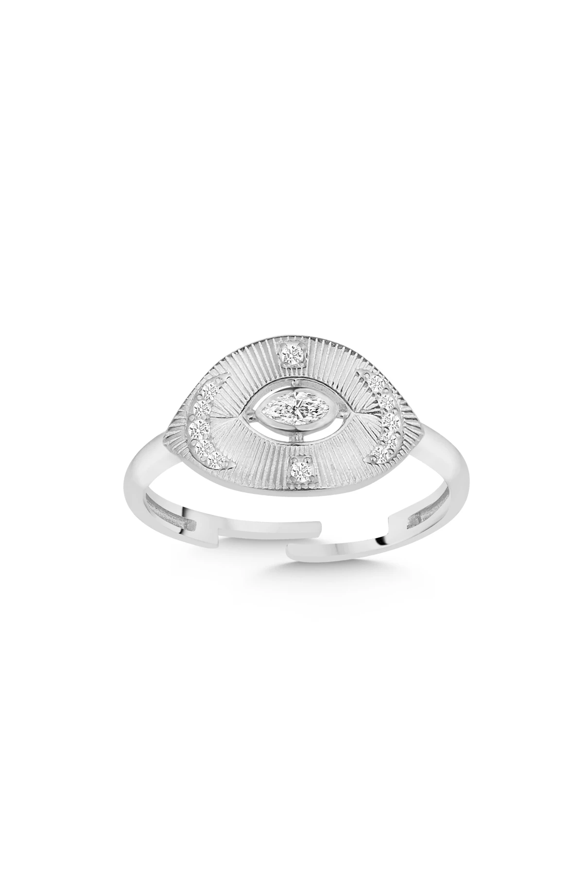 Gümüş Ayarlanabilir Şans Taşlı Yüzük