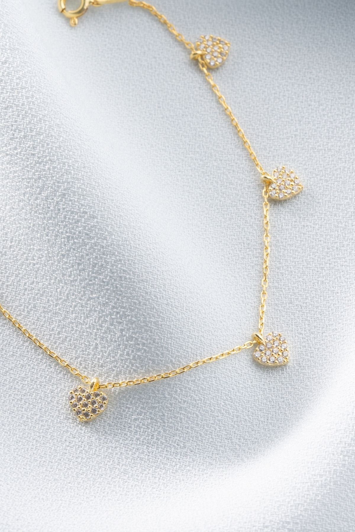 Gümüş Gold Kalpli Bileklik