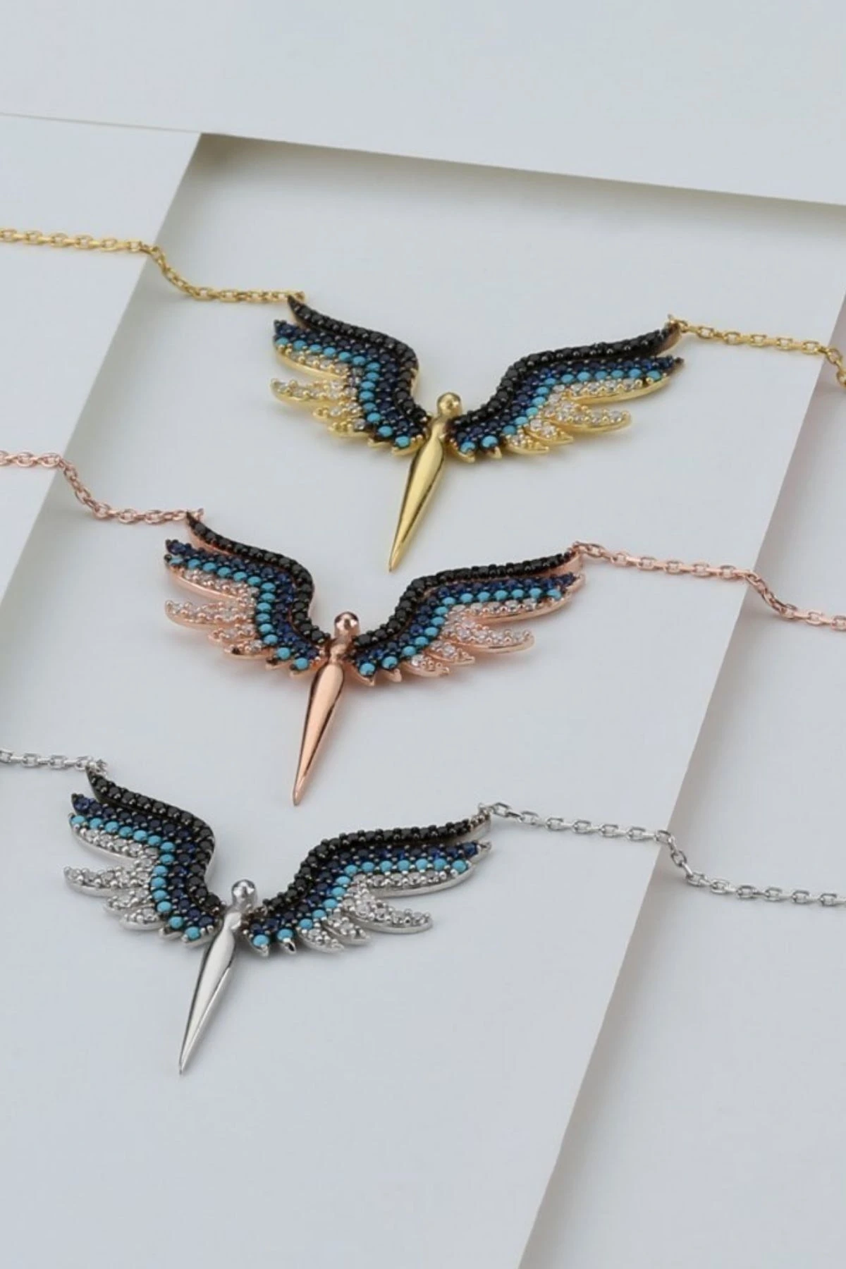 Gümüş Taşları Renkli Mikail Kolye