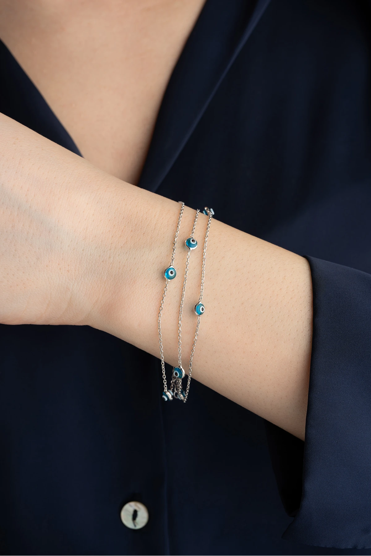 Gümüş Nazarlı Bileklik