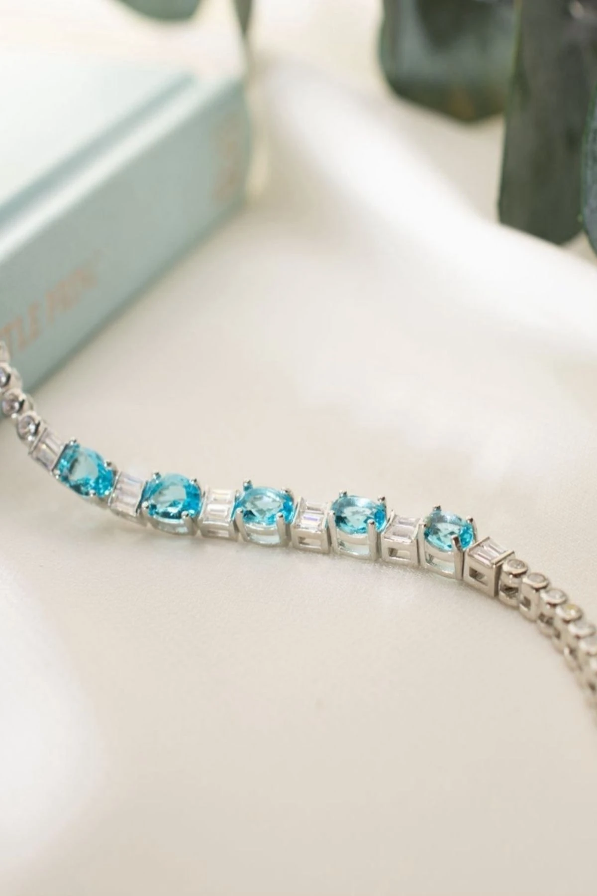 Gümüş Gök Mavisi Suyolu Bileklik