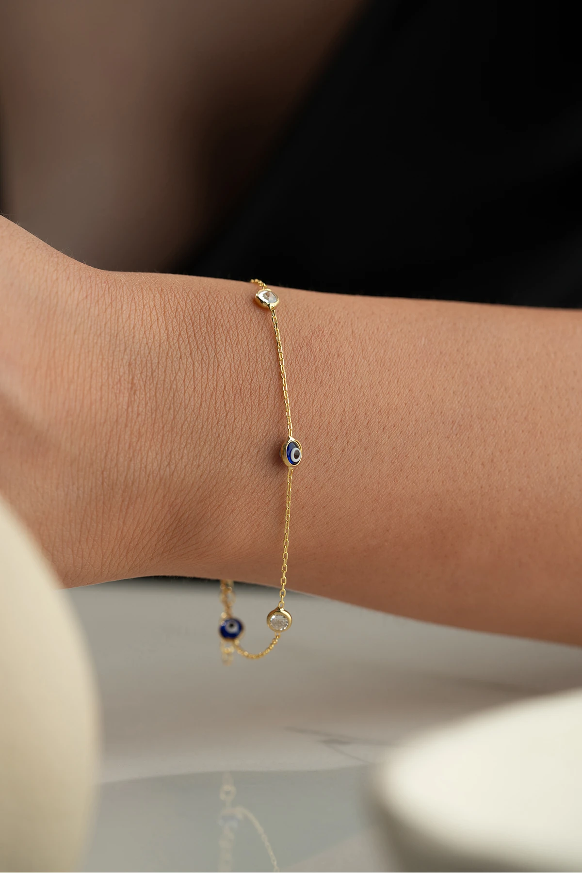 Gümüş Göz Taşlı Bileklik