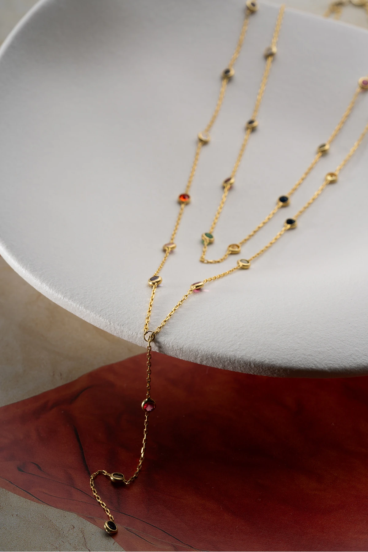 Gümüş Mix Taşlı Salaş Kolye