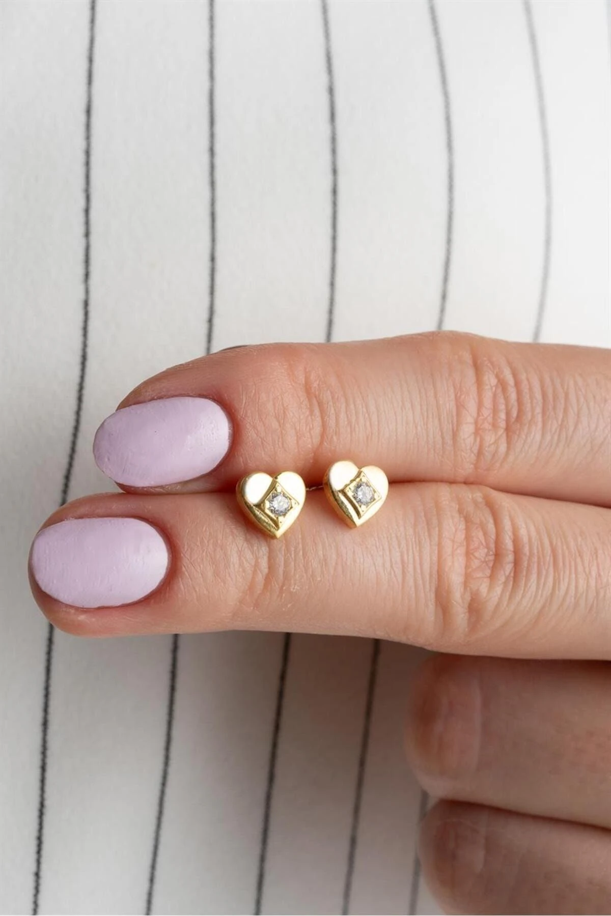 Gold Kalp Gümüş Küpe