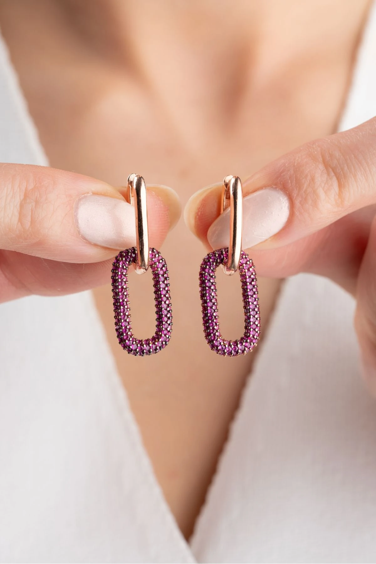 Gümüş Sallantılı Halka Küpe