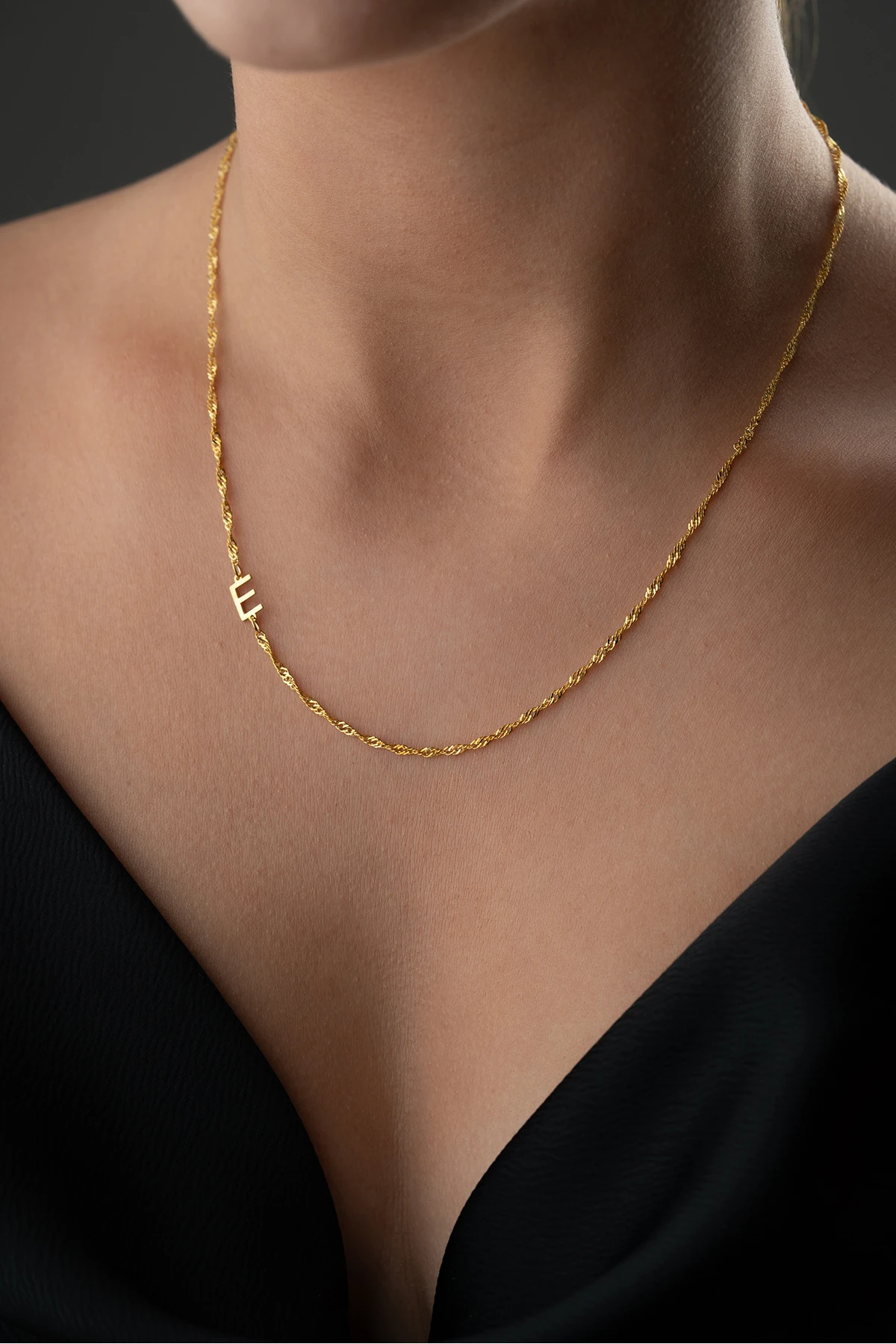 Gümüş Singapur Harf Model Kolye