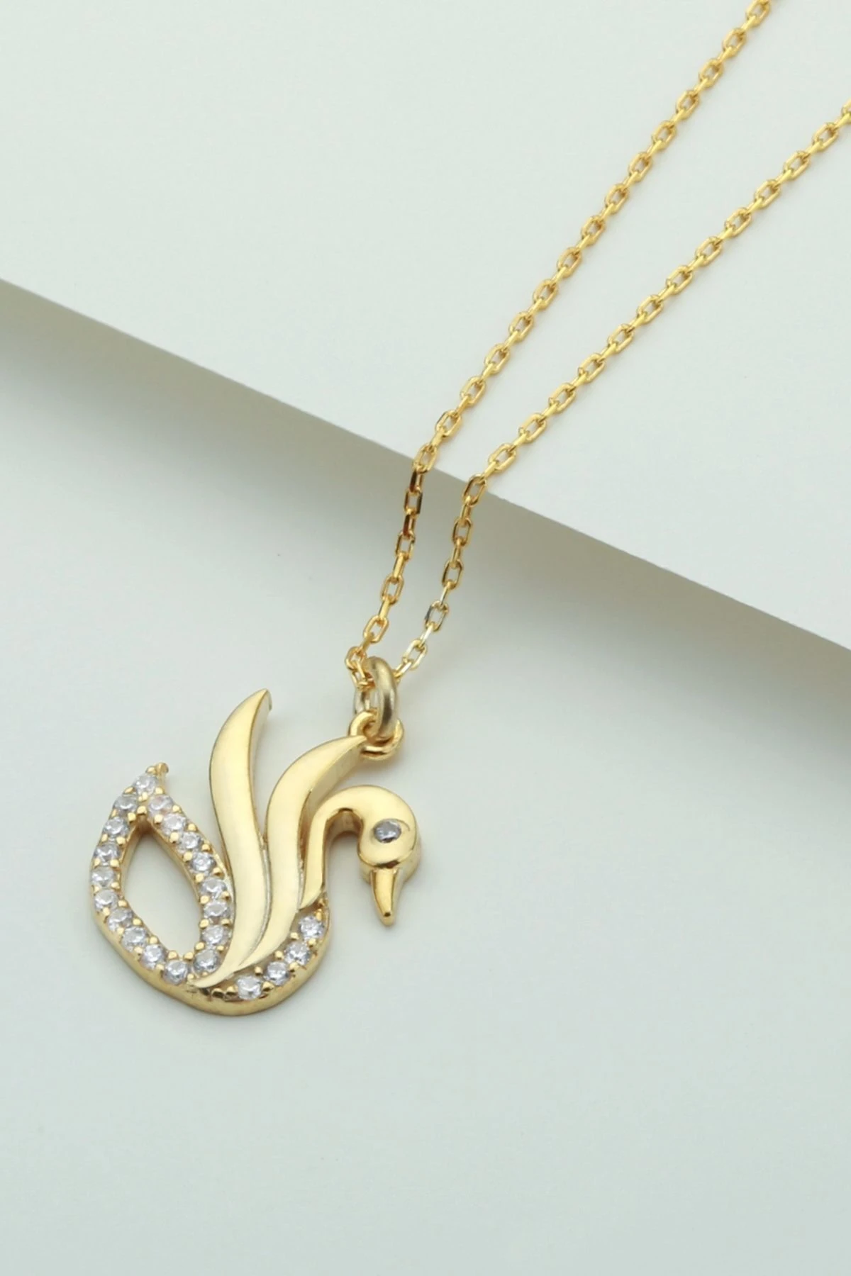 Gümüş Gold Kuğu Kolye