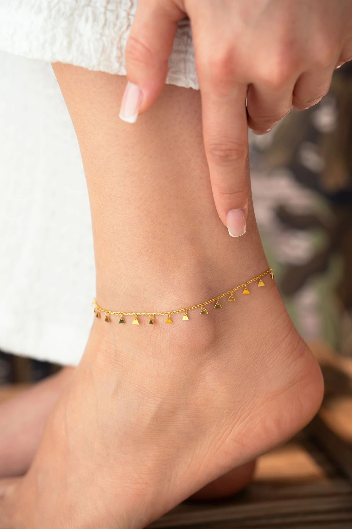 Gümüş Üçgen Pullu Halhal