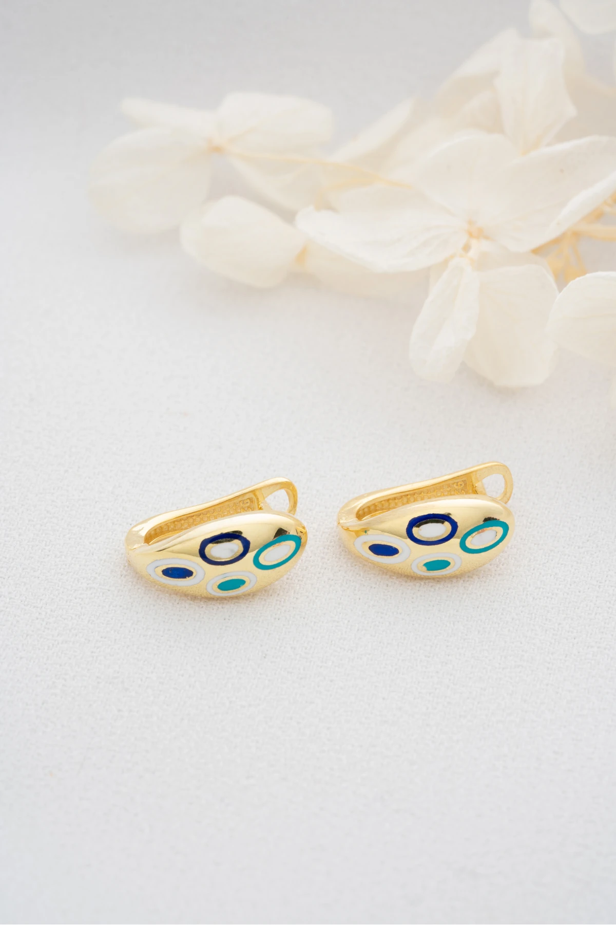 Gümüş Mineli Nazar Küpe