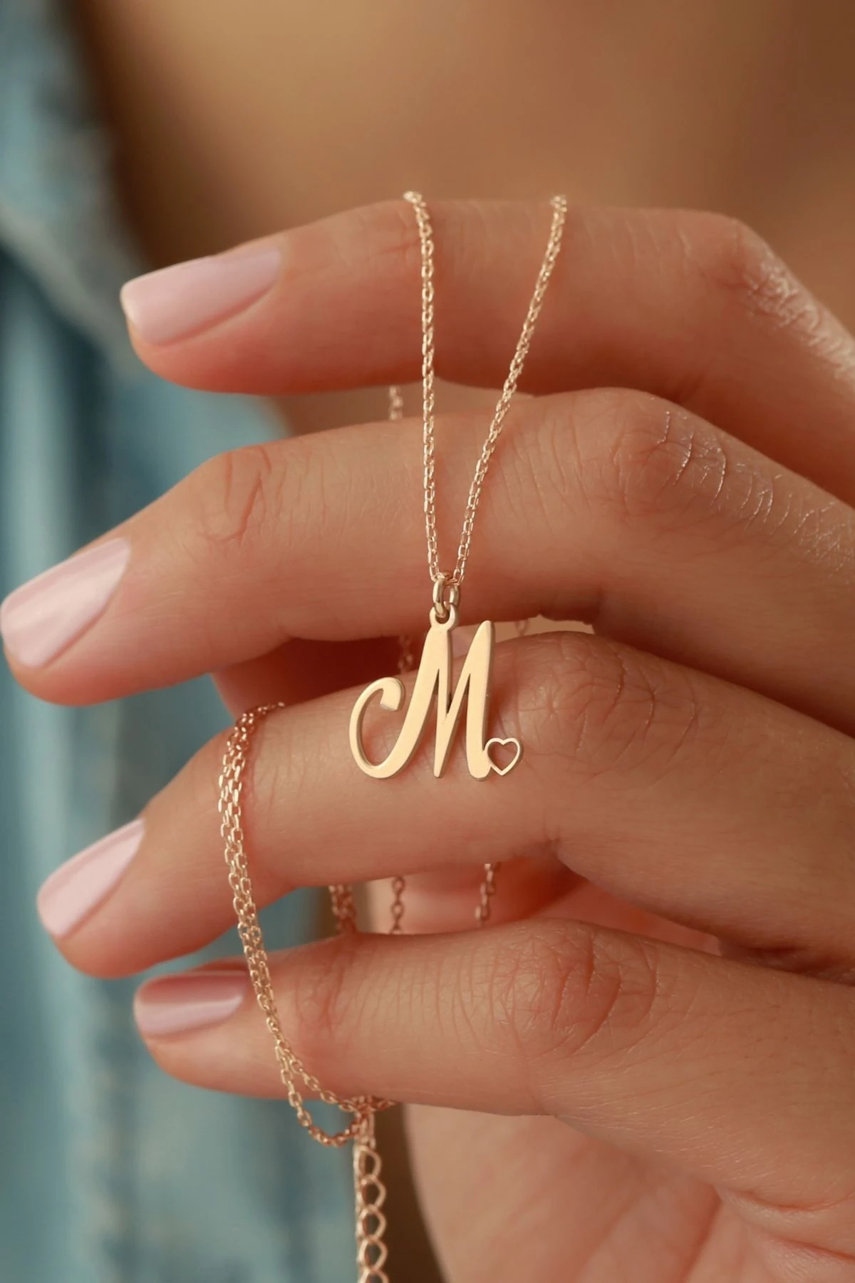 Gümüş Kalpli Harf Kolye