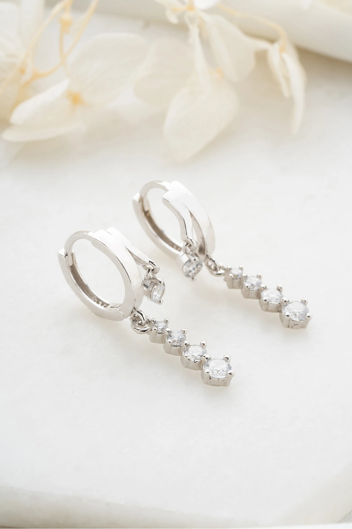 Gümüş Çift Trio Küpe