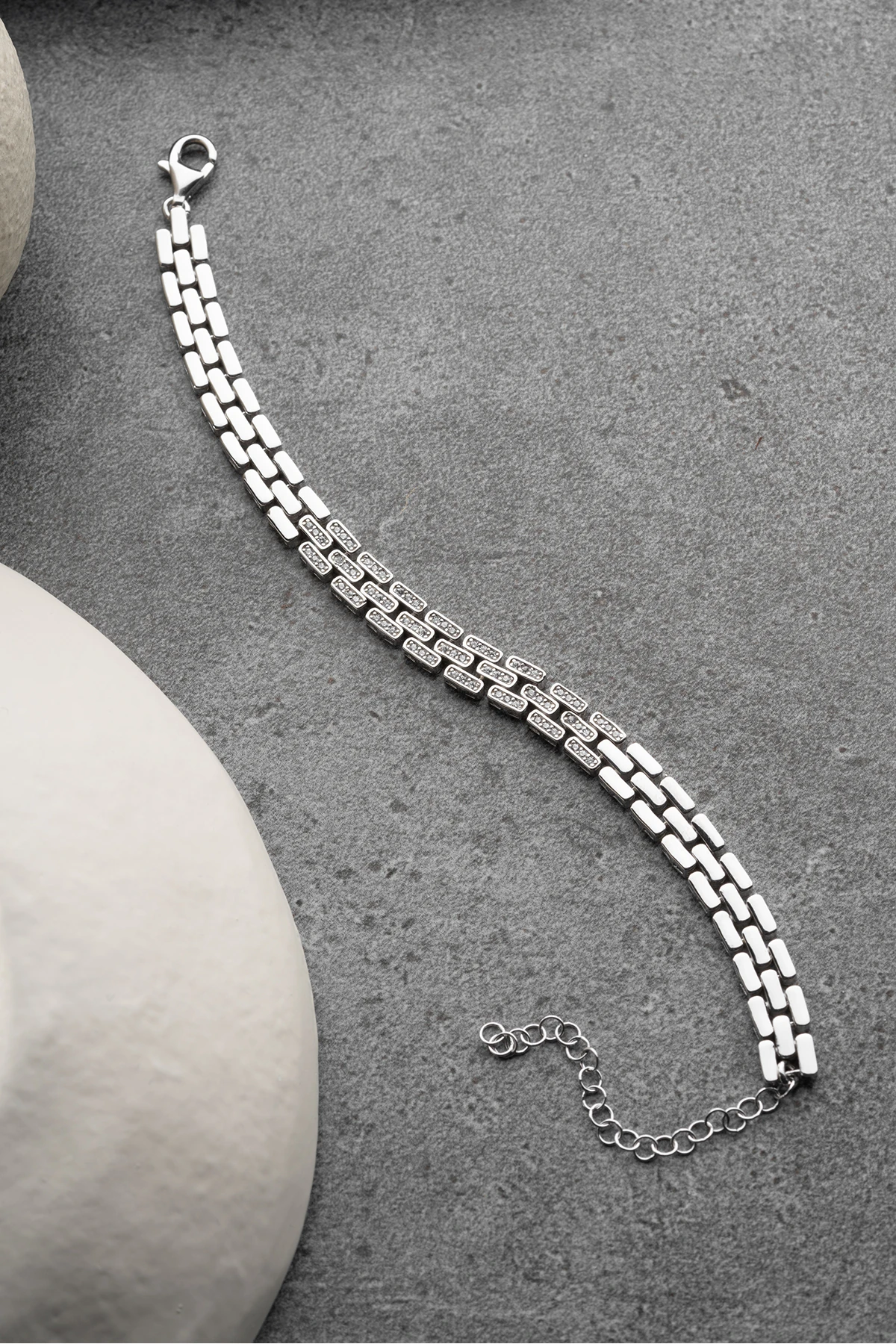 Gümüş Zirkon Taşlı Trend Bileklik