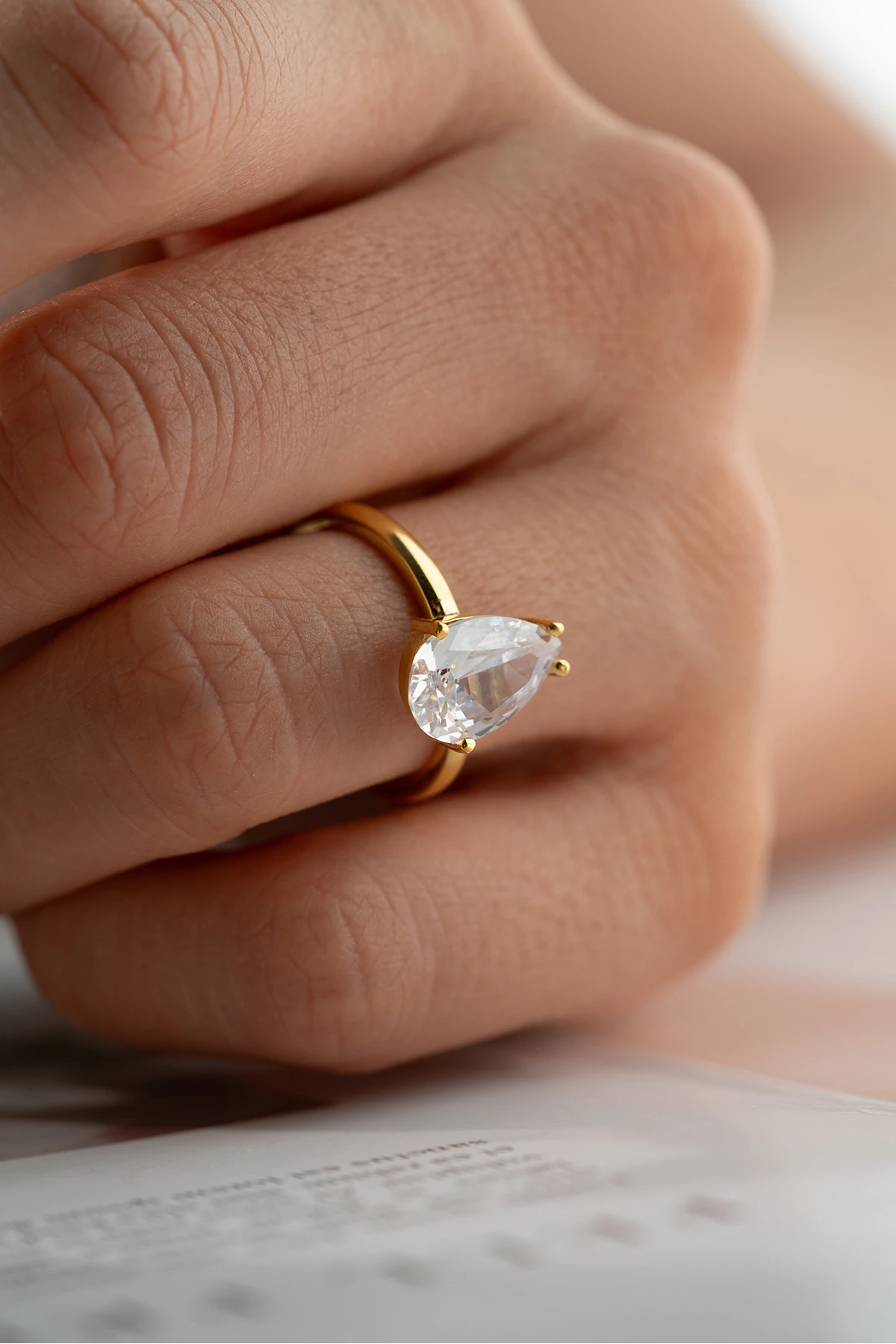 Gümüş Ayarlanabilir Damla Taş Yüzük