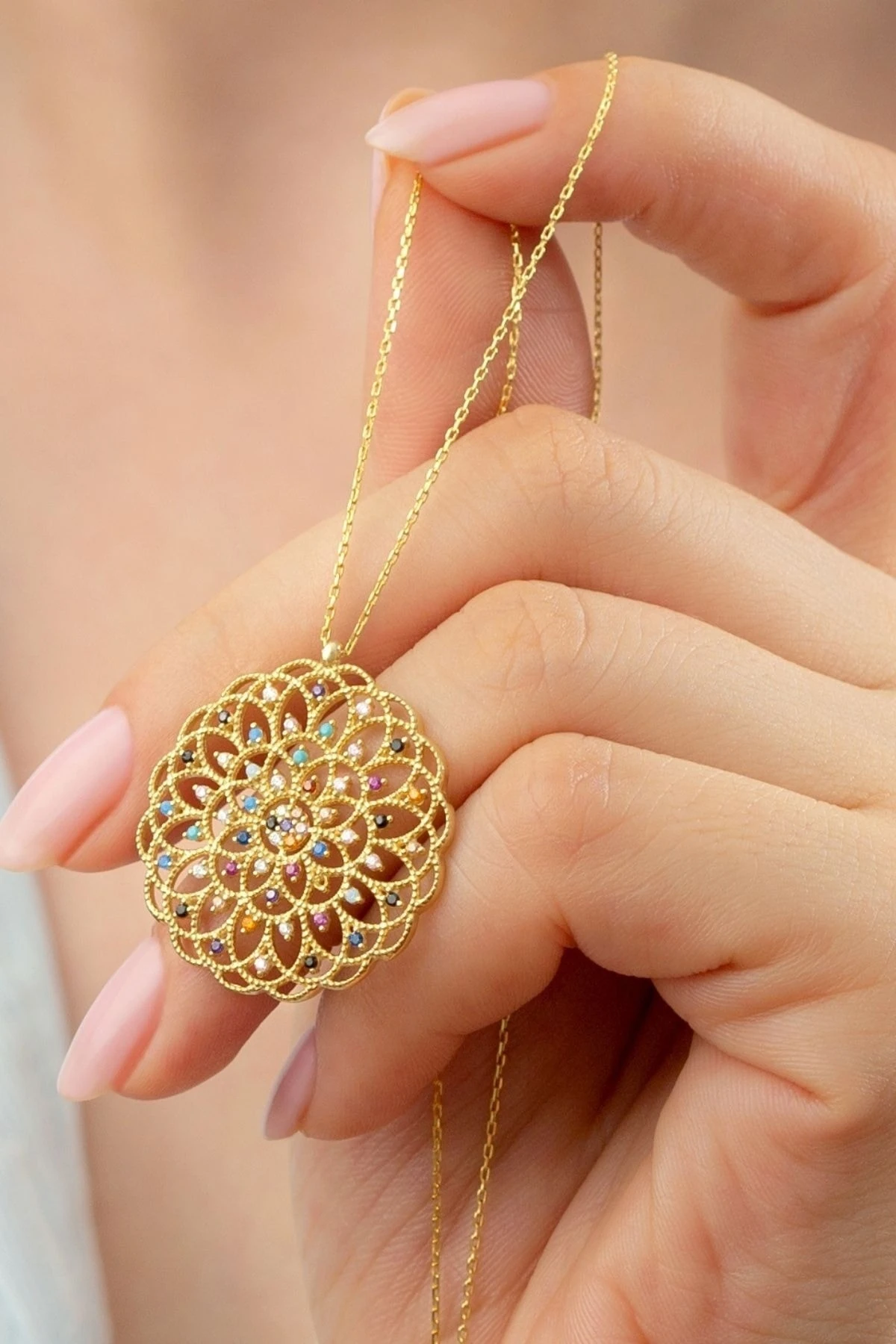 Gümüş Yaşam Çiçeği Kolye