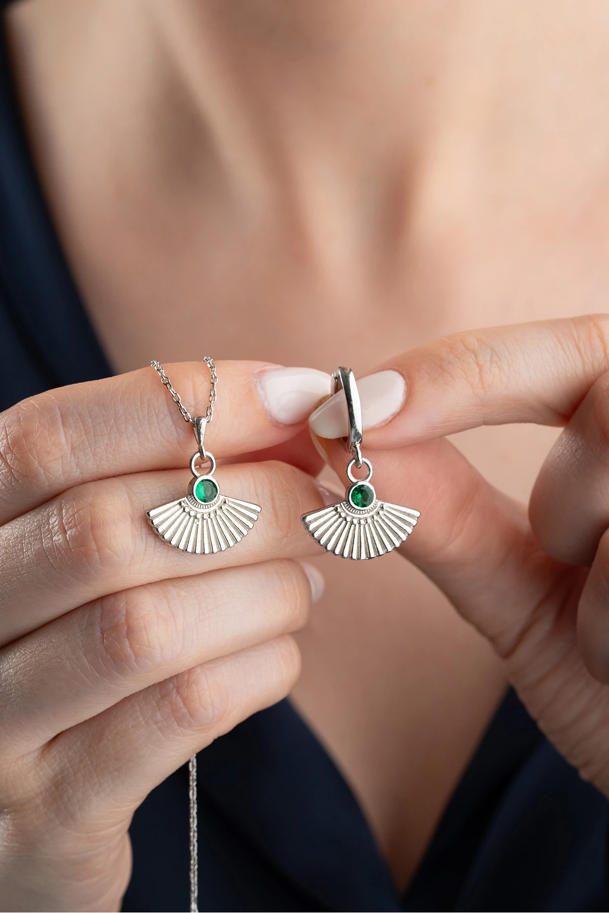 Gümüş Yelpaze Model Takı Seti