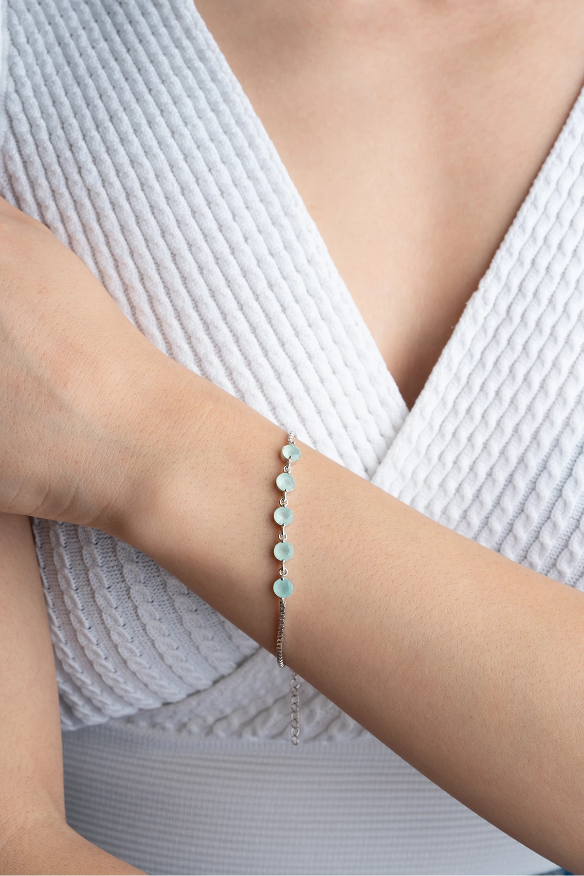 Gümüş Opal Taşlı Bileklik