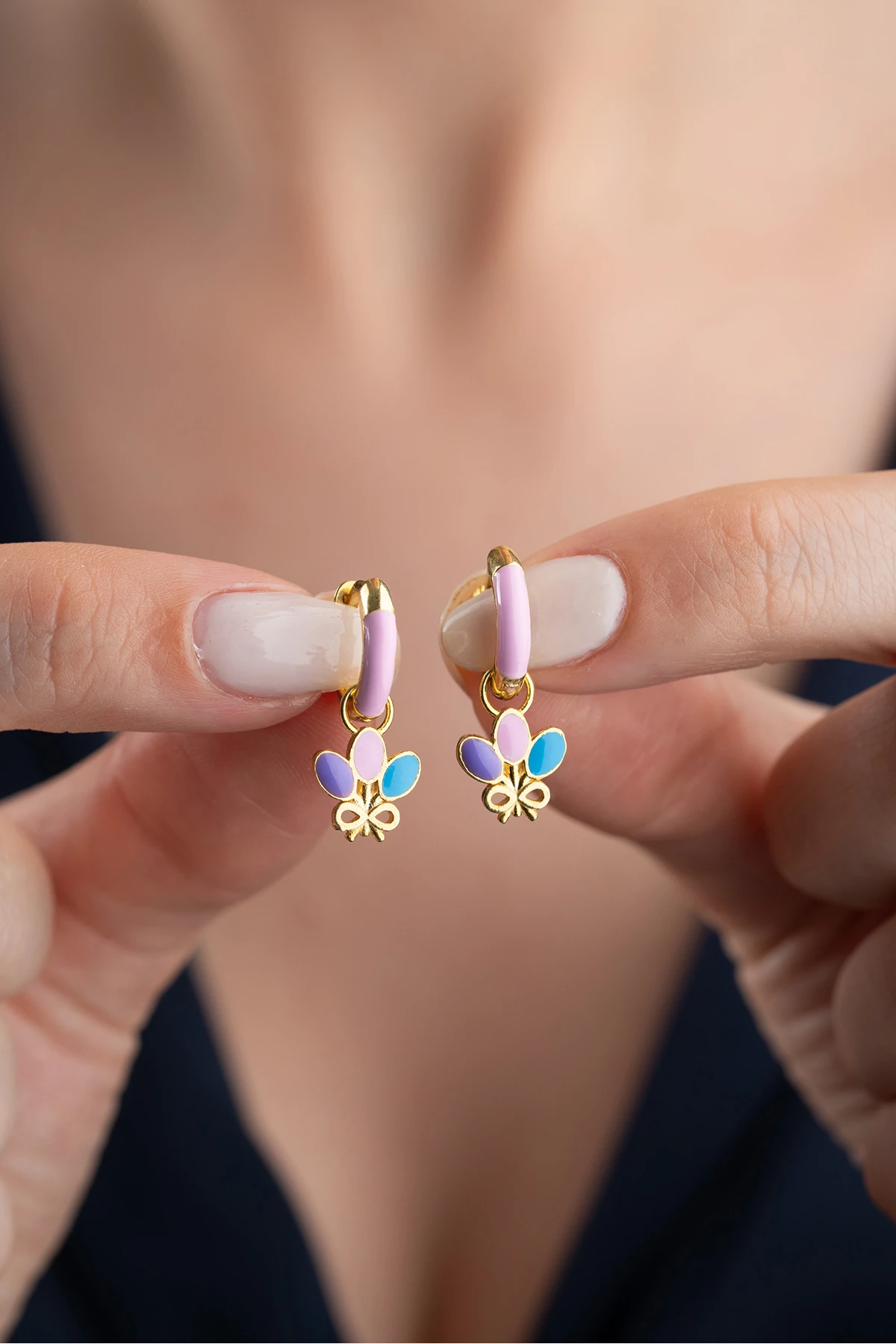 Gümüş Mineli Balon Çocuk Küpe