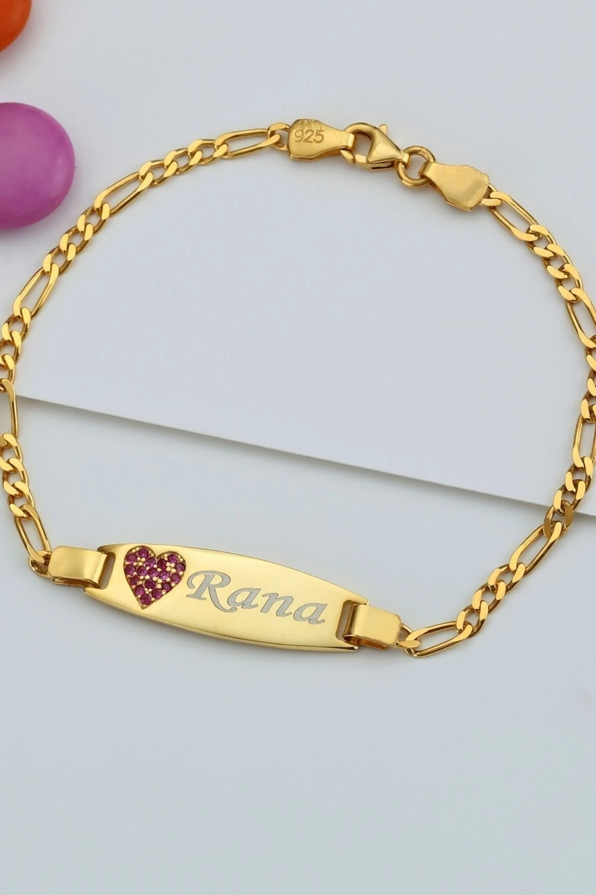 Gümüş Isimli Kalpli Bebek & Çocuk Bilekliği