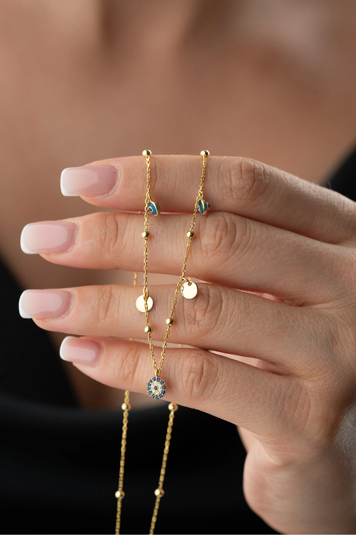 Gümüş Nazar Pullu Model Kolye