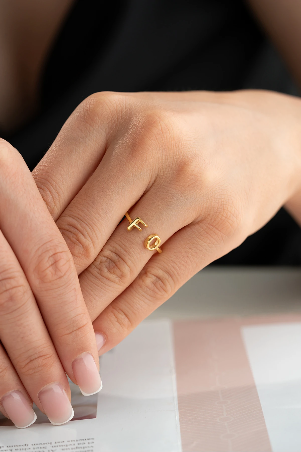 Gümüş Kişiye Özel Çift Harf Yüzük