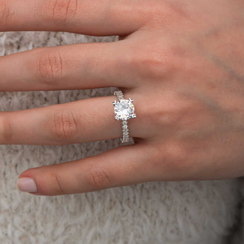 Gümüş Tektaş Tamtur Kadın Yüzük