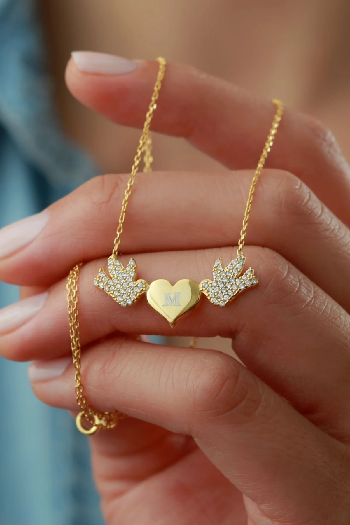 Gümüş Kanatlı Harf Kolye